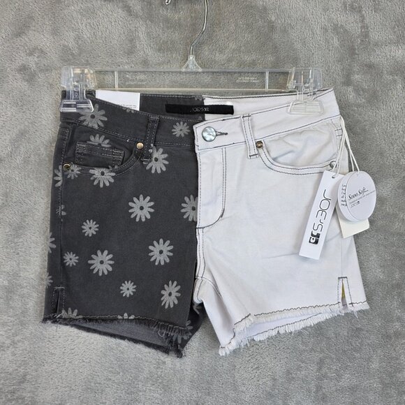 Joe's Jeans Shorts Girls 16 Ash Black Margie Mid Rise 2-Tone Daisy Raw Hem - Picture 1 of 14